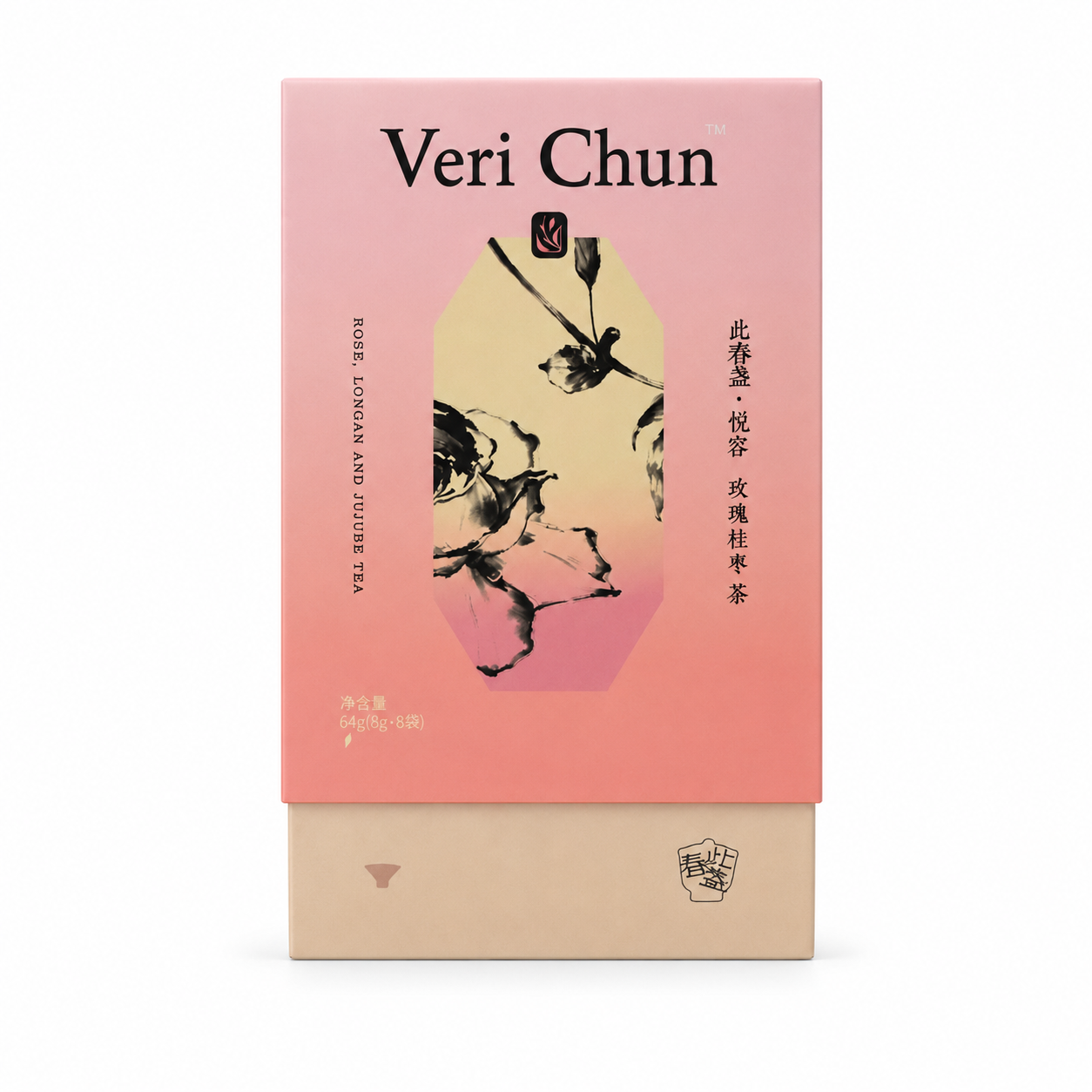 Yue Rong — Rose, Longan & Jujube Herbal Tea, 8 Tea Bags